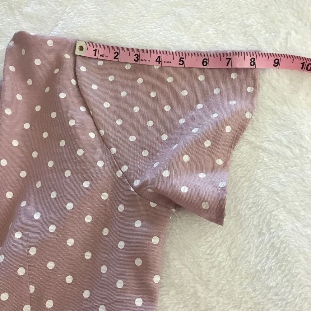 Zaful Women's 6 Ruffled Wrap Mini Dress Mauve Pink Polka Dot Frilly Coquette New - Picture 7 of 7